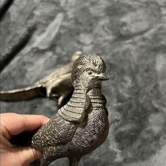 Vtg Metal Pheasants Pair 13.5" Male 14.5" Female Bird Figurines - Picture 7 of 7